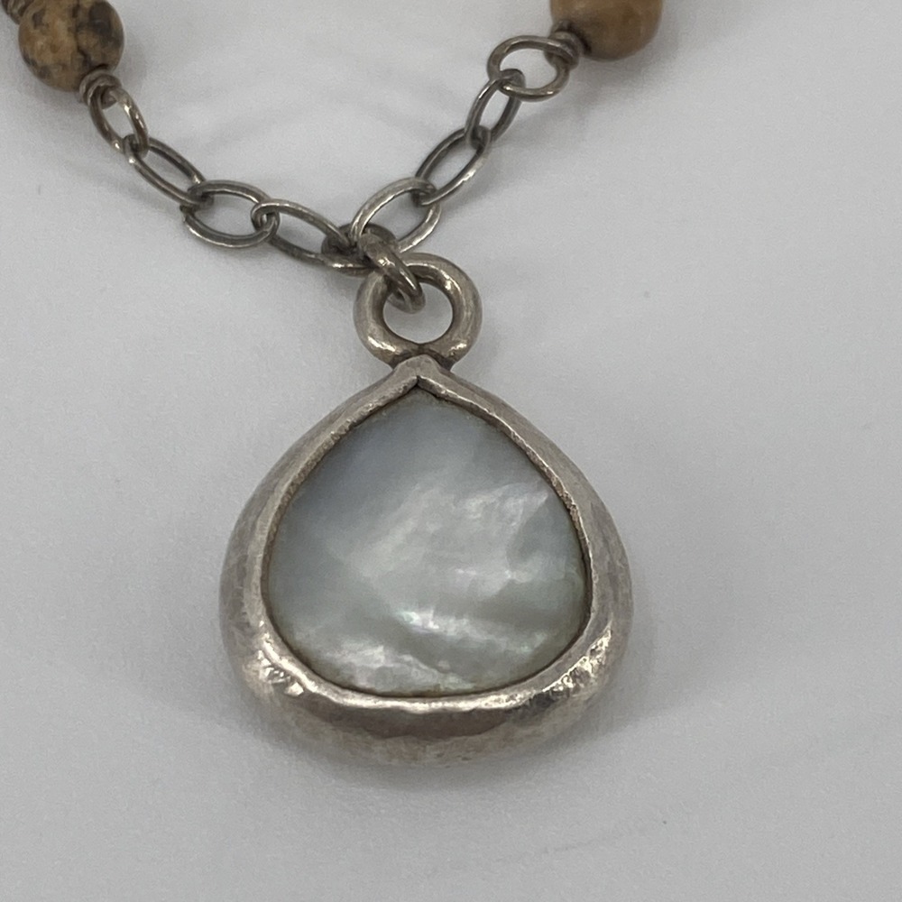 Silpada Multi Strand Necklace N1763 925 Silver Mother of PearlCoral Jasper 16"+ - Picture 2 of 6